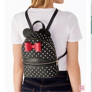 kate spade Black and White Polka Dot Kids Backpack with Red Bow